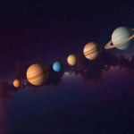 Planetary alignment in Space including the 7 planets and the Sun